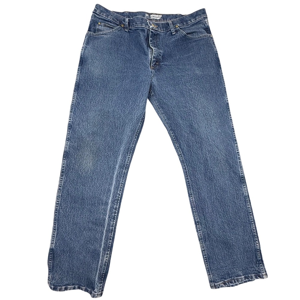 Wrangler Advanced Comfort Mens Regular‎ Fit Straight Leg Jeans Blue 38x32